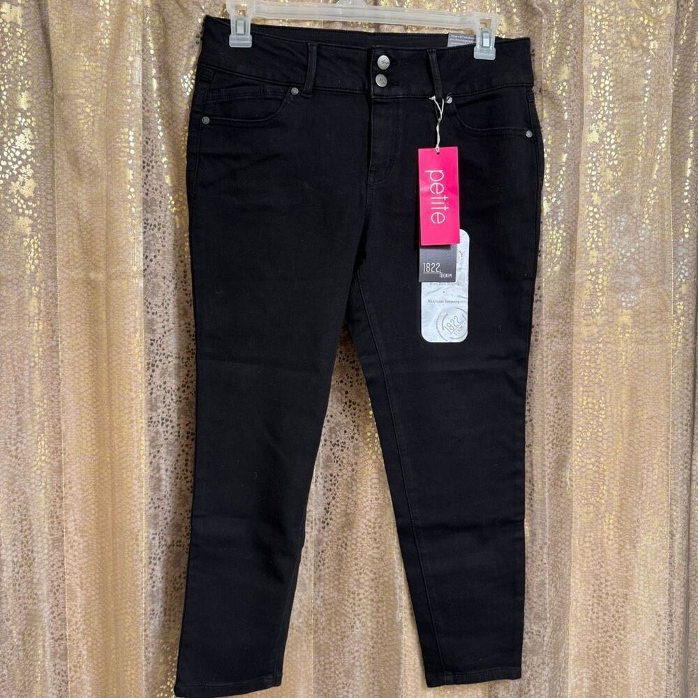 1822 Denim Gia Ankle Skinny Jeans Soft Stretchy Black NWT 12 Petite